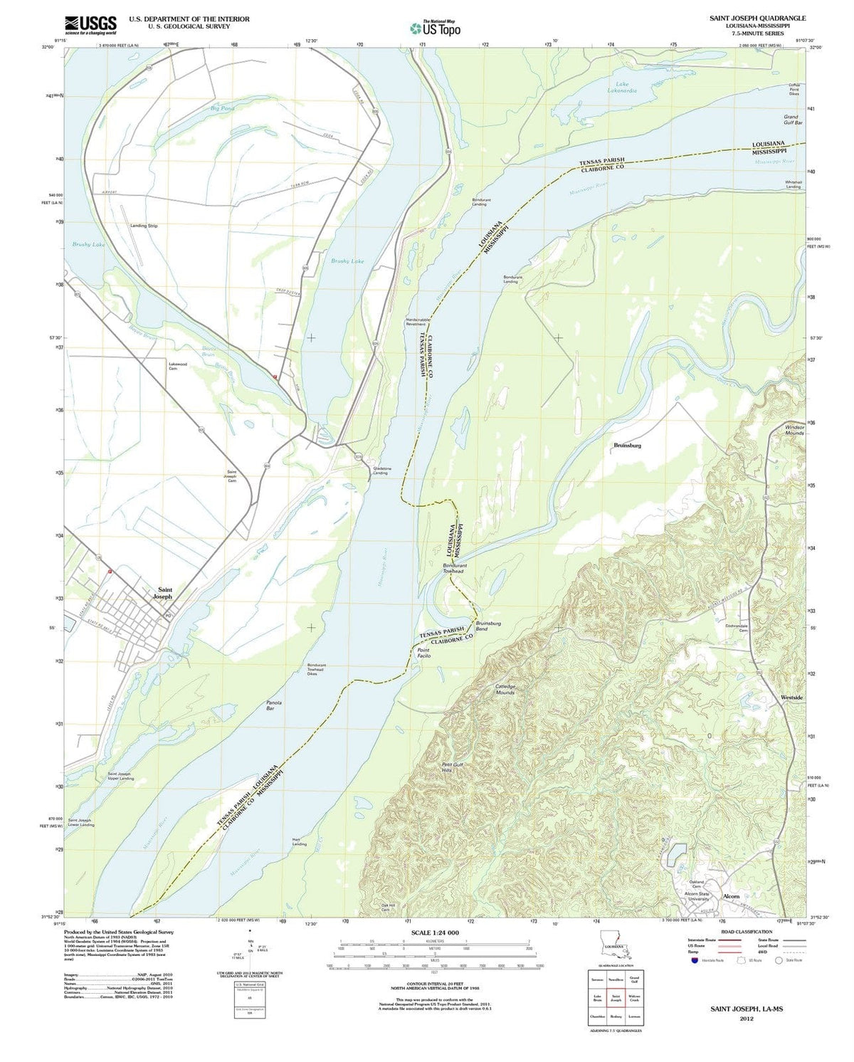 2012 Saint Joseph, LA - Louisiana - USGS Topographic Map