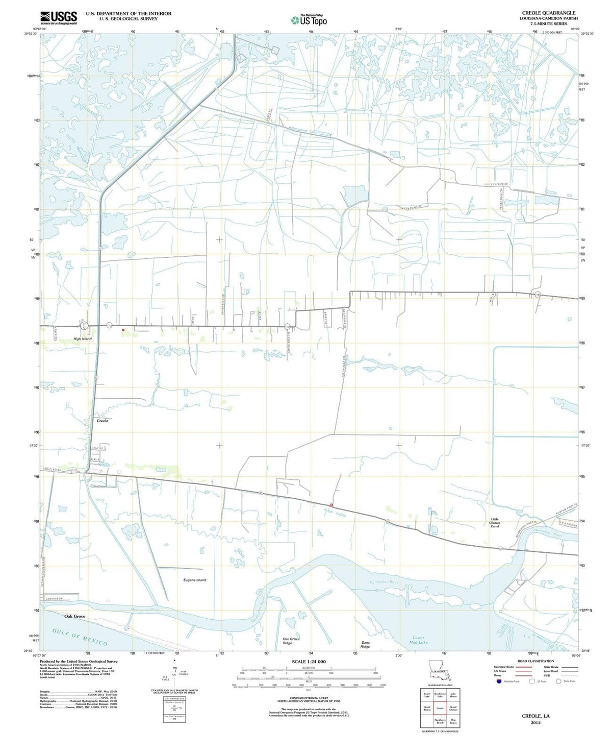 2012 Creole, LA - Louisiana - USGS Topographic Map