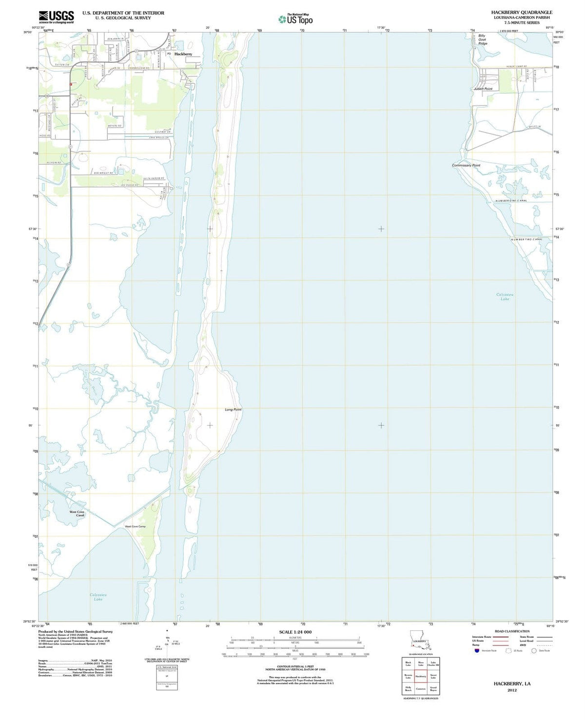 2012 Hackberry, LA - Louisiana - USGS Topographic Map