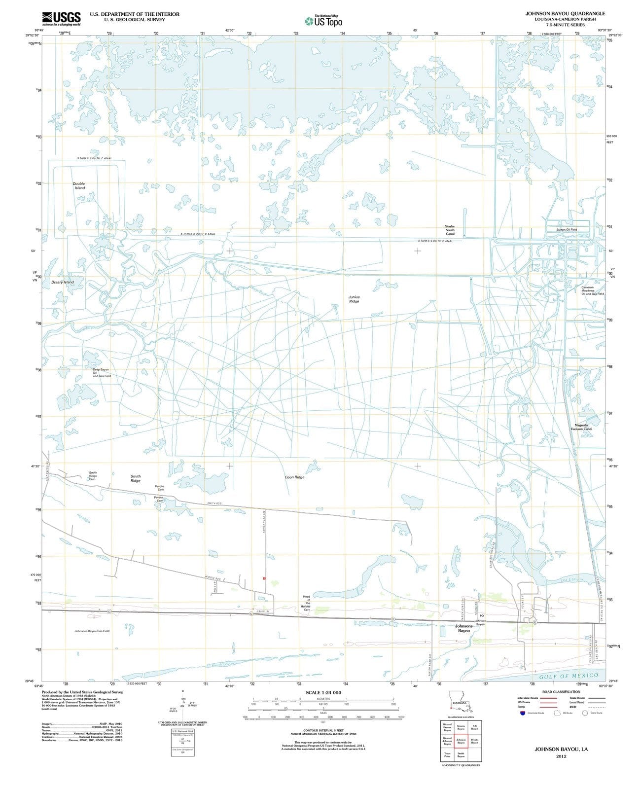 2012 Johnson Bayou, LA - Louisiana - USGS Topographic Map