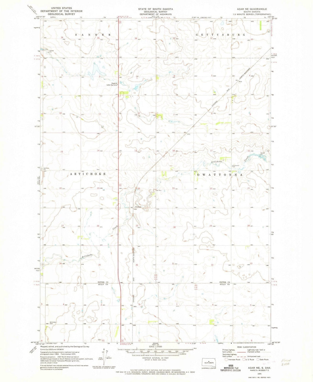 1970 Agar, SD - South Dakota - USGS Topographic Map