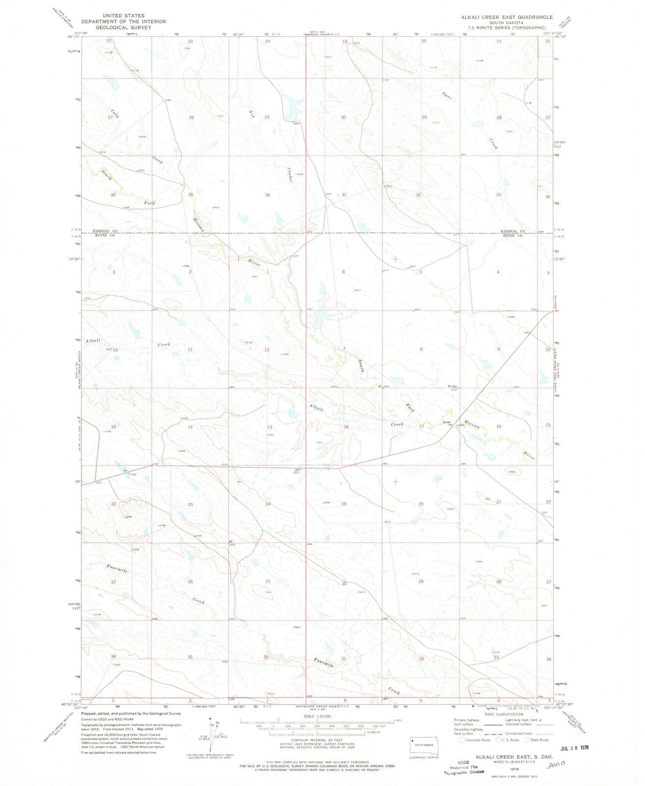 1978 Alkali Creek East, SD - South Dakota - USGS Topographic Map