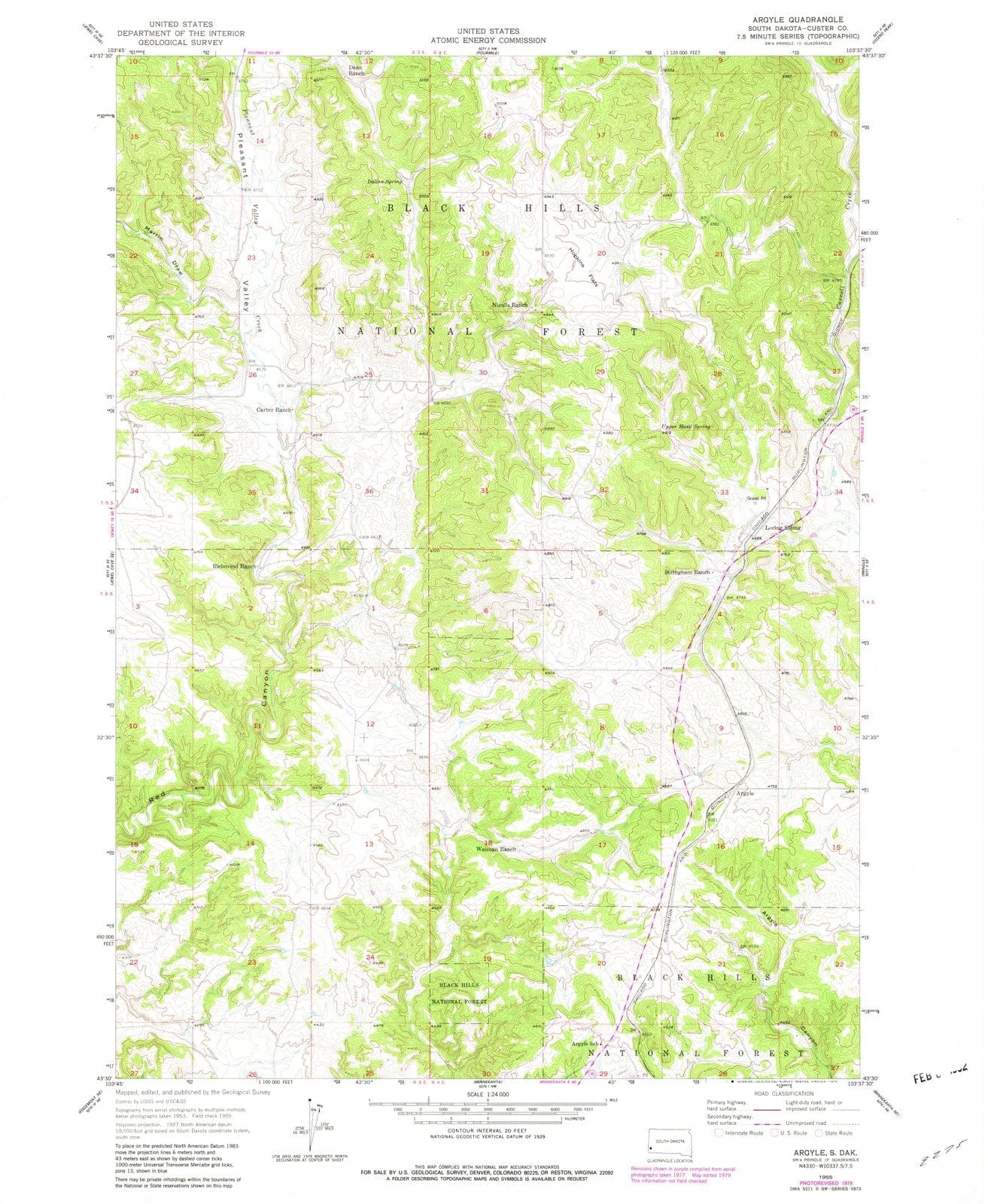 1955 Argyle, SD - South Dakota - USGS Topographic Map