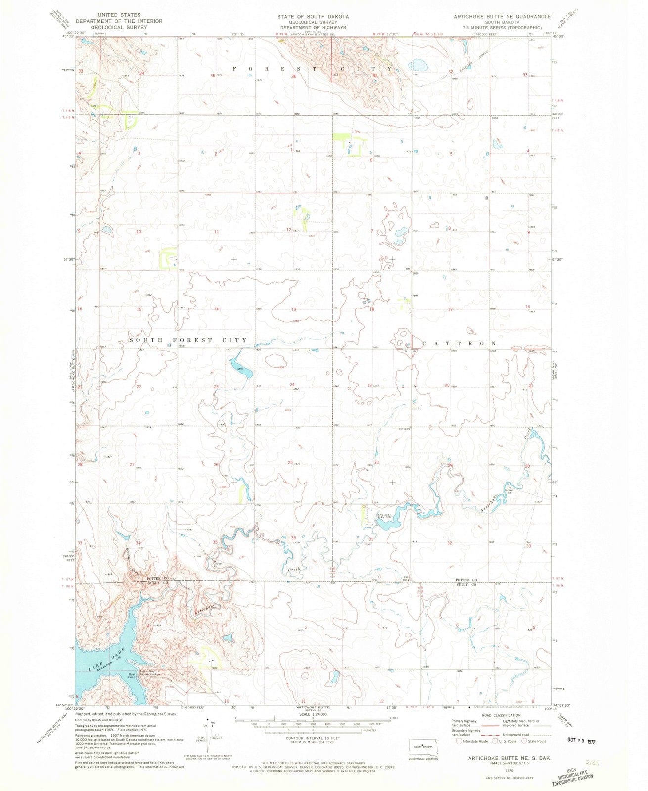 1970 Artichoke Butte, SD - South Dakota - USGS Topographic Map