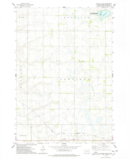 1973 Baileys Lake, SD - South Dakota - USGS Topographic Map