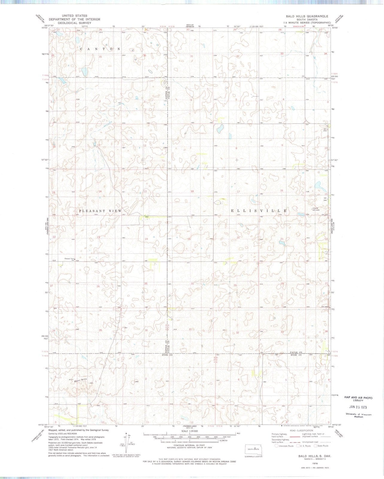 1978 Bald Hills, SD - South Dakota - USGS Topographic Map