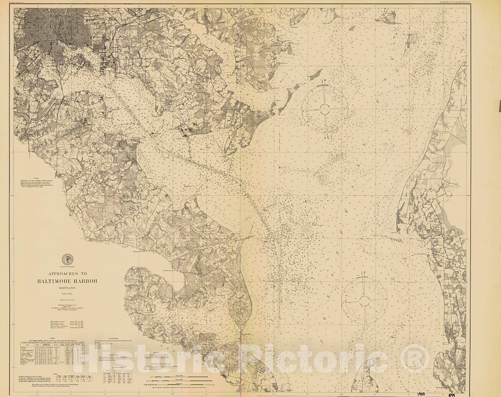 Historic Nautical Map - Approaches To Baltimore Harbor, 1900 NOAA Chart - Maryland (MD) - Vintage Wall Art
