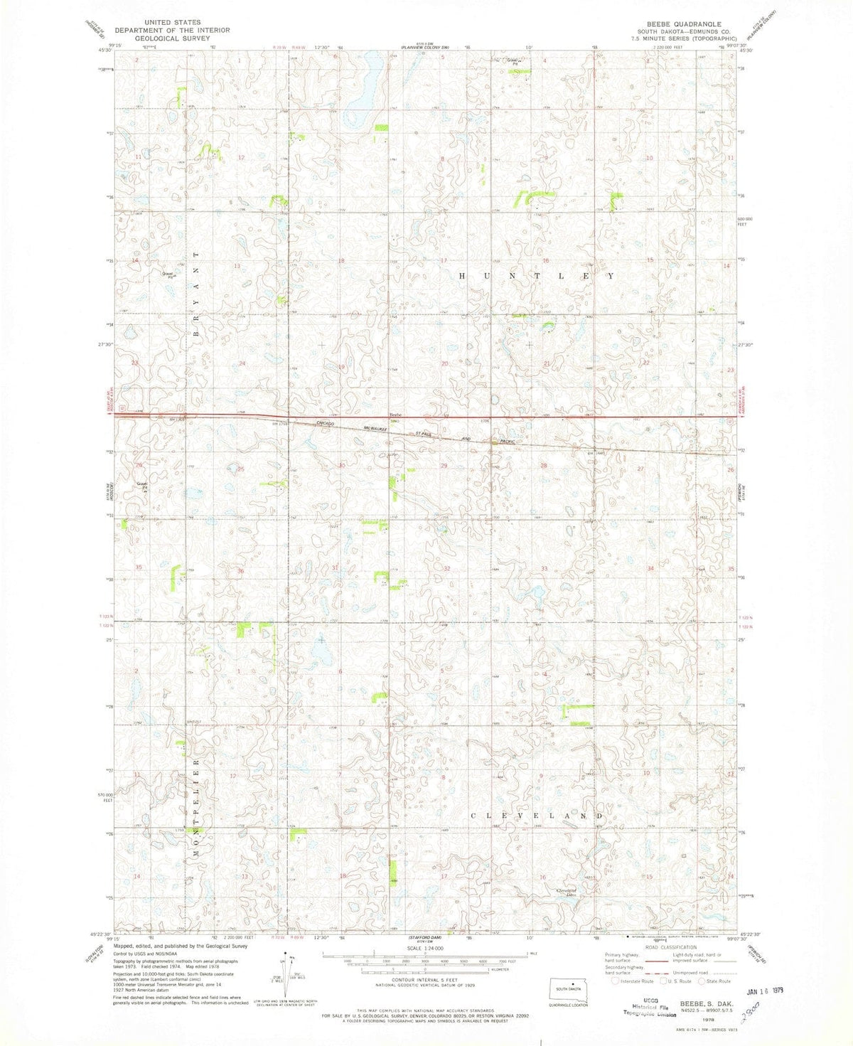1978 Beebe, SD - South Dakota - USGS Topographic Map