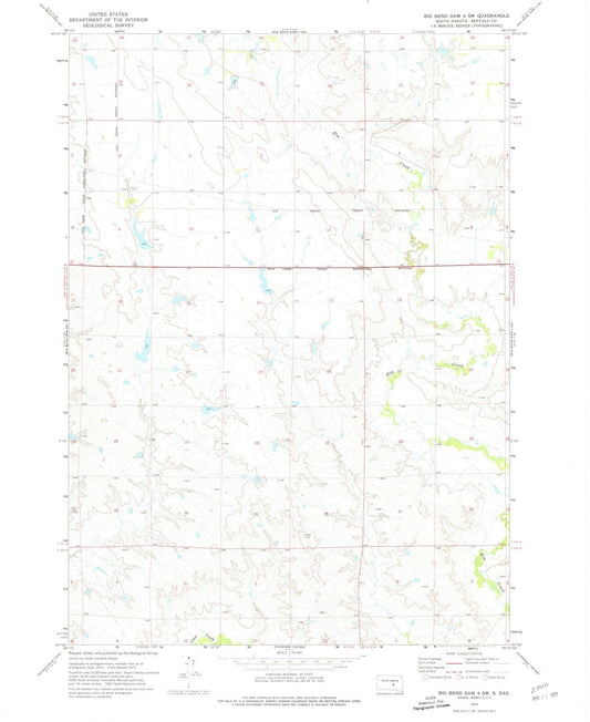 1973 Big Bend Dam 4, SD - South Dakota - USGS Topographic Map