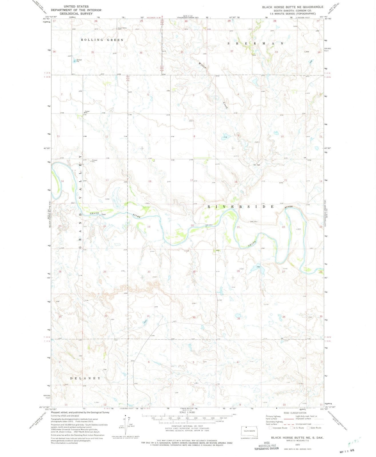 1972 Black Horse Butte, SD - South Dakota - USGS Topographic Map