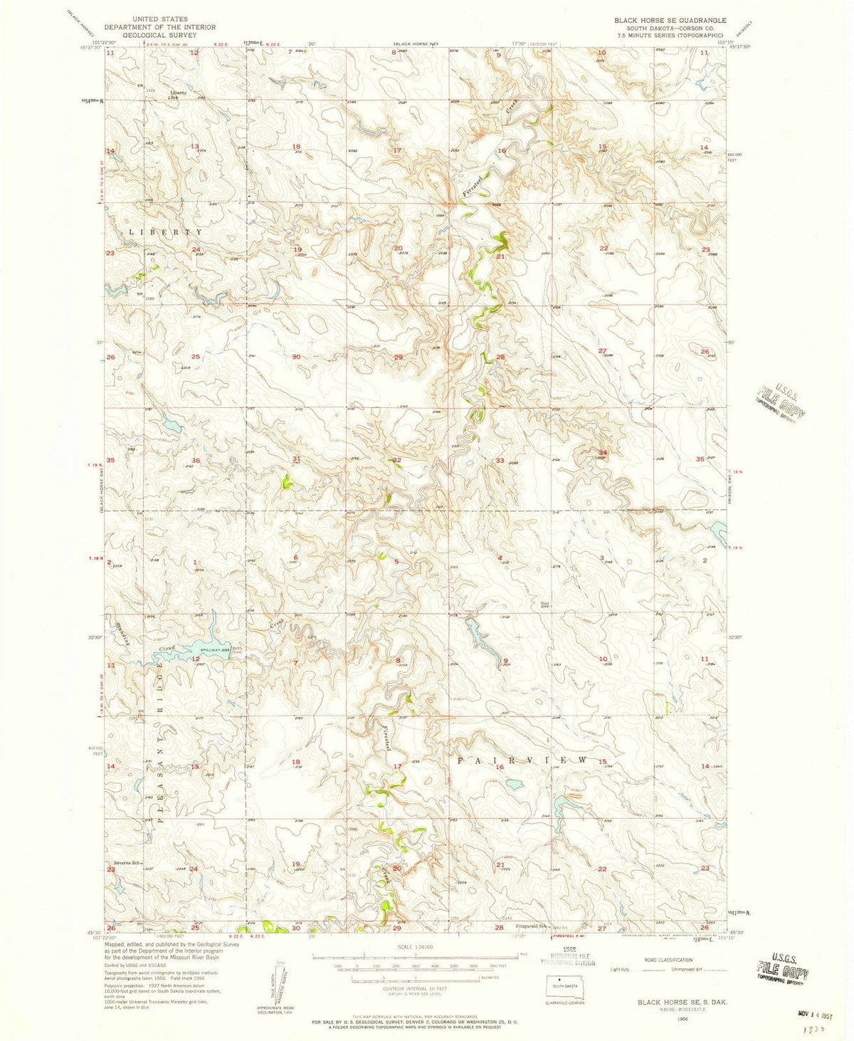 1956 Black Horse, SD - South Dakota - USGS Topographic Map