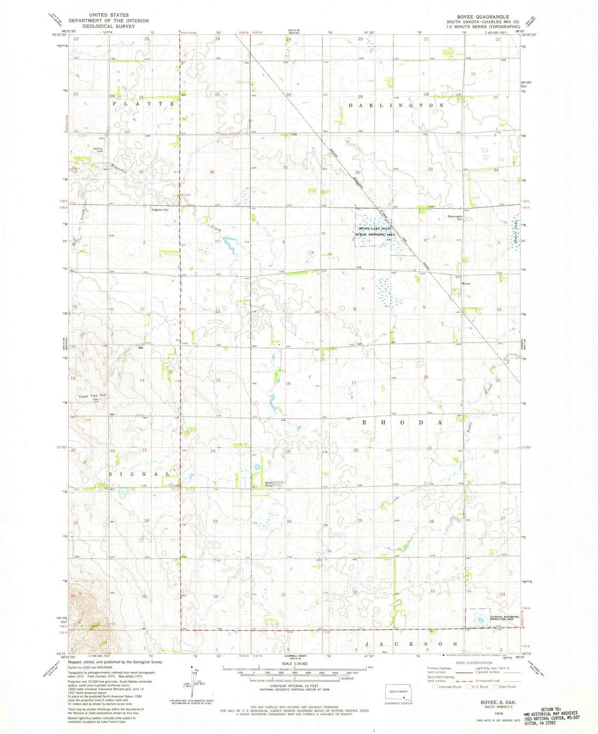 1979 Bovee, SD - South Dakota - USGS Topographic Map