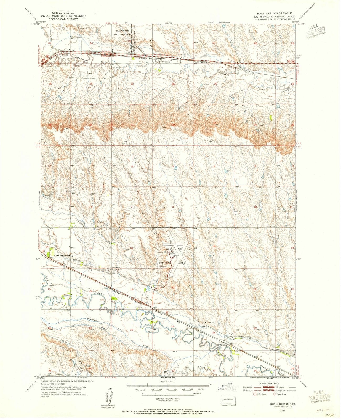 1953 Boxelder, SD - South Dakota - USGS Topographic Map