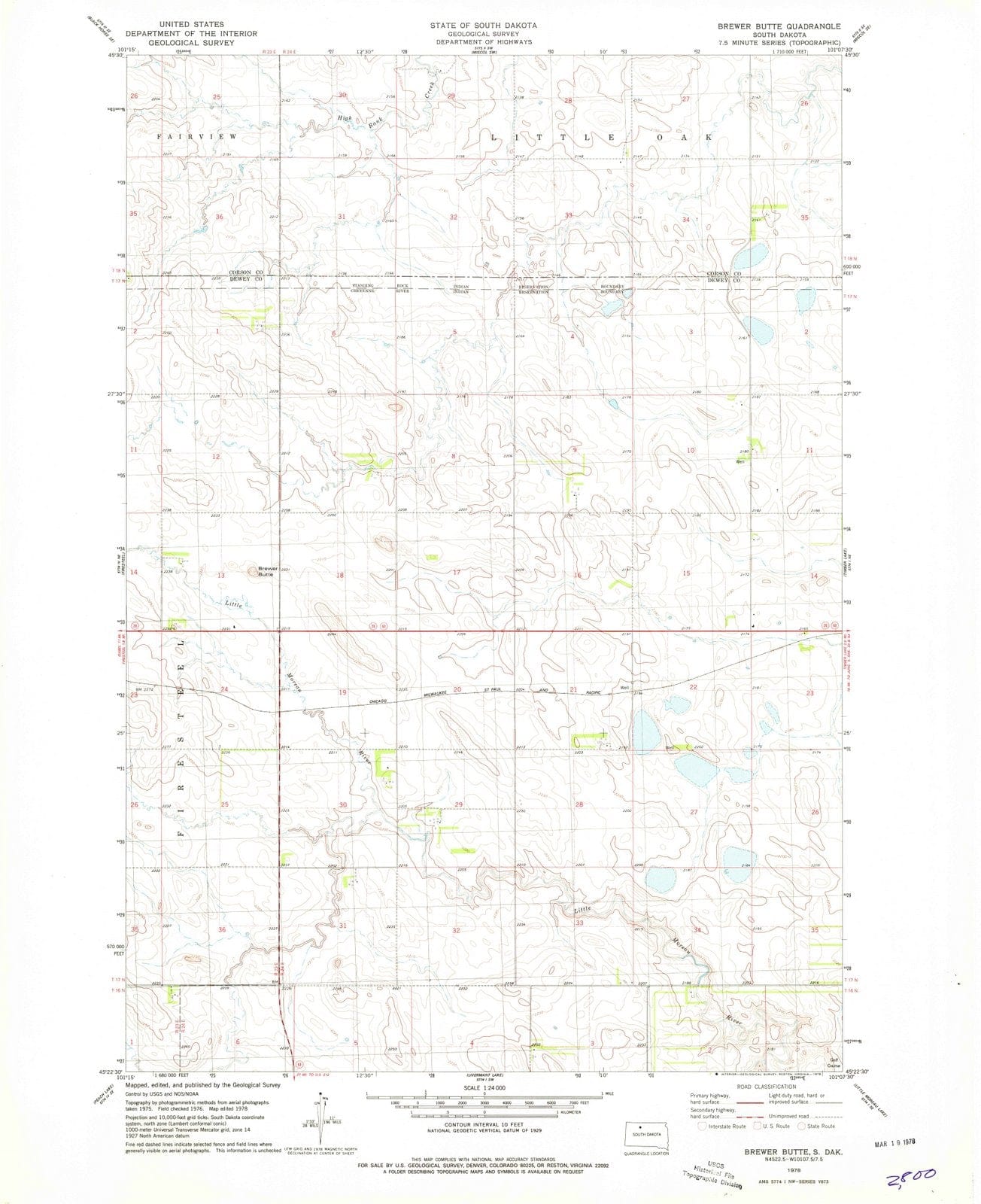 1978 Brewer Butte, SD - South Dakota - USGS Topographic Map