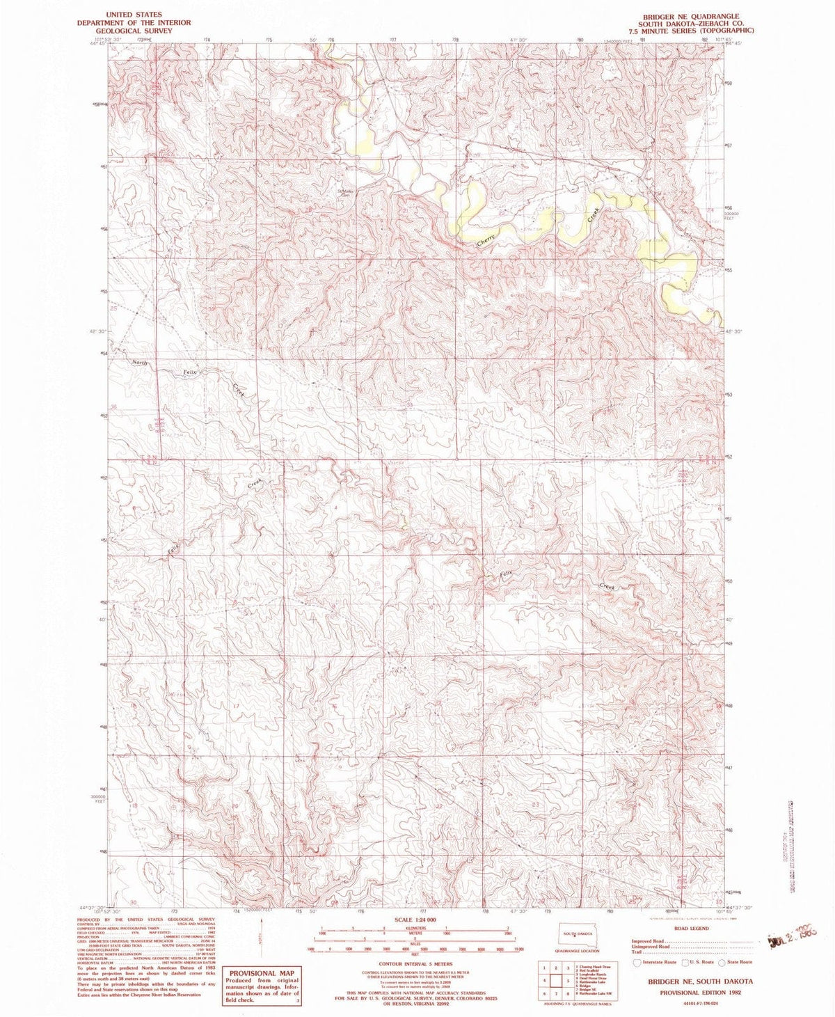 1982 Bridger, SD - South Dakota - USGS Topographic Map