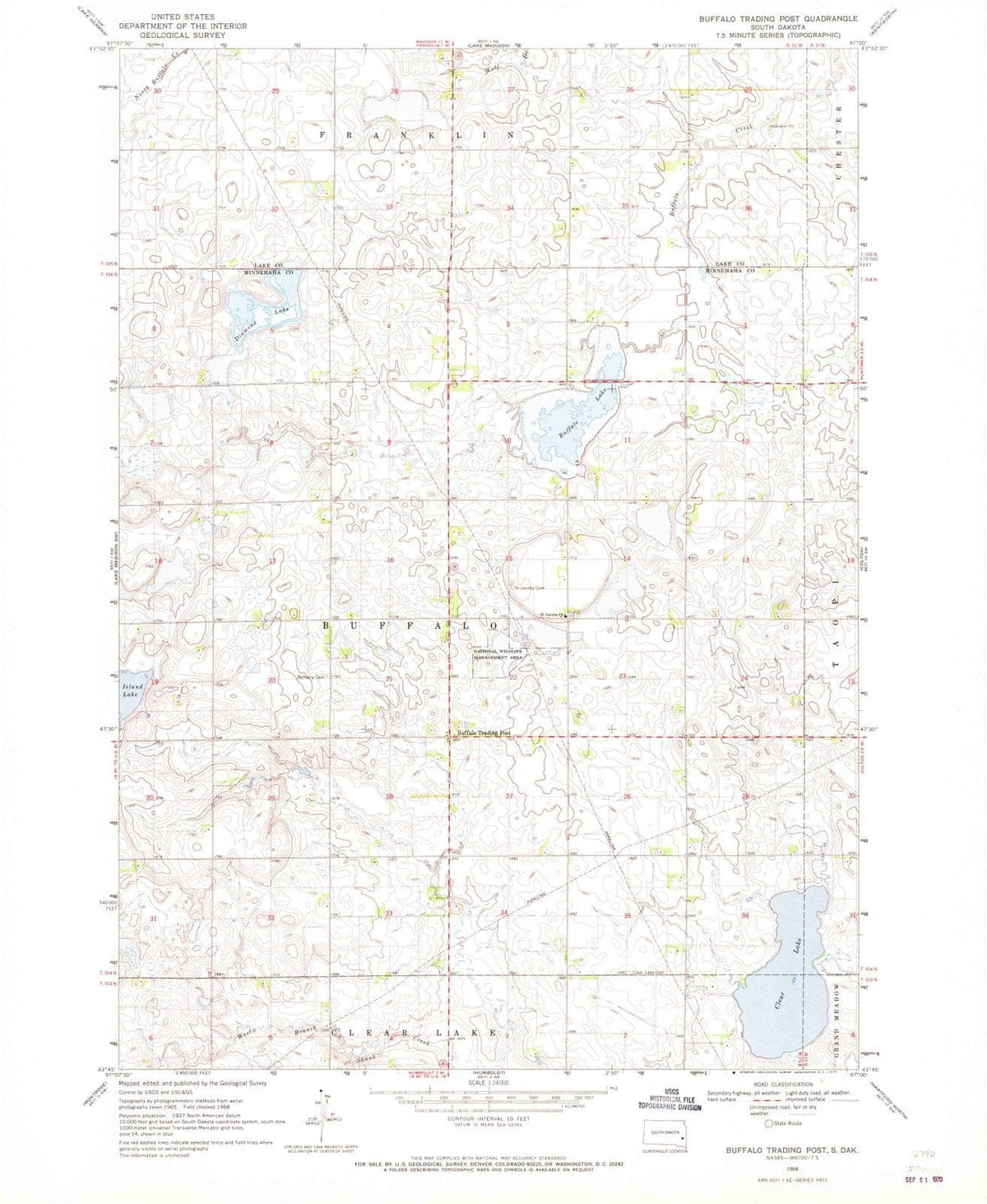 1968 Buffalo Trading Post, SD - South Dakota - USGS Topographic Map