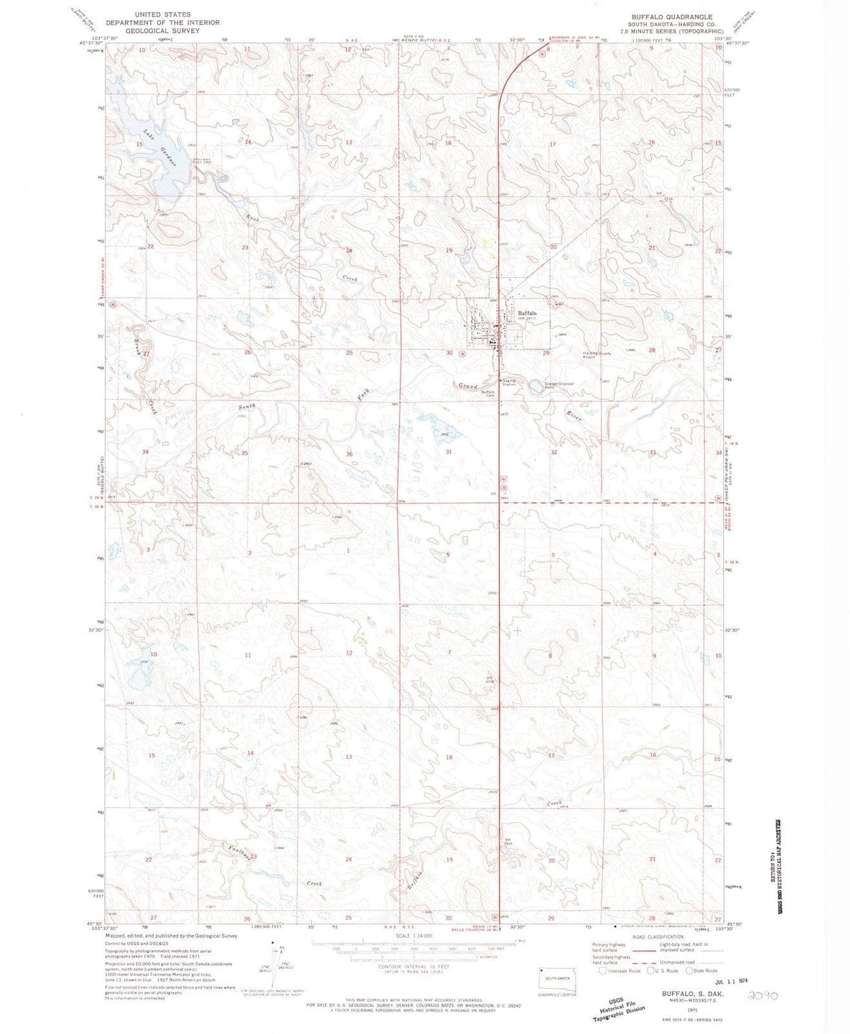1971 Buffalo, SD - South Dakota - USGS Topographic Map