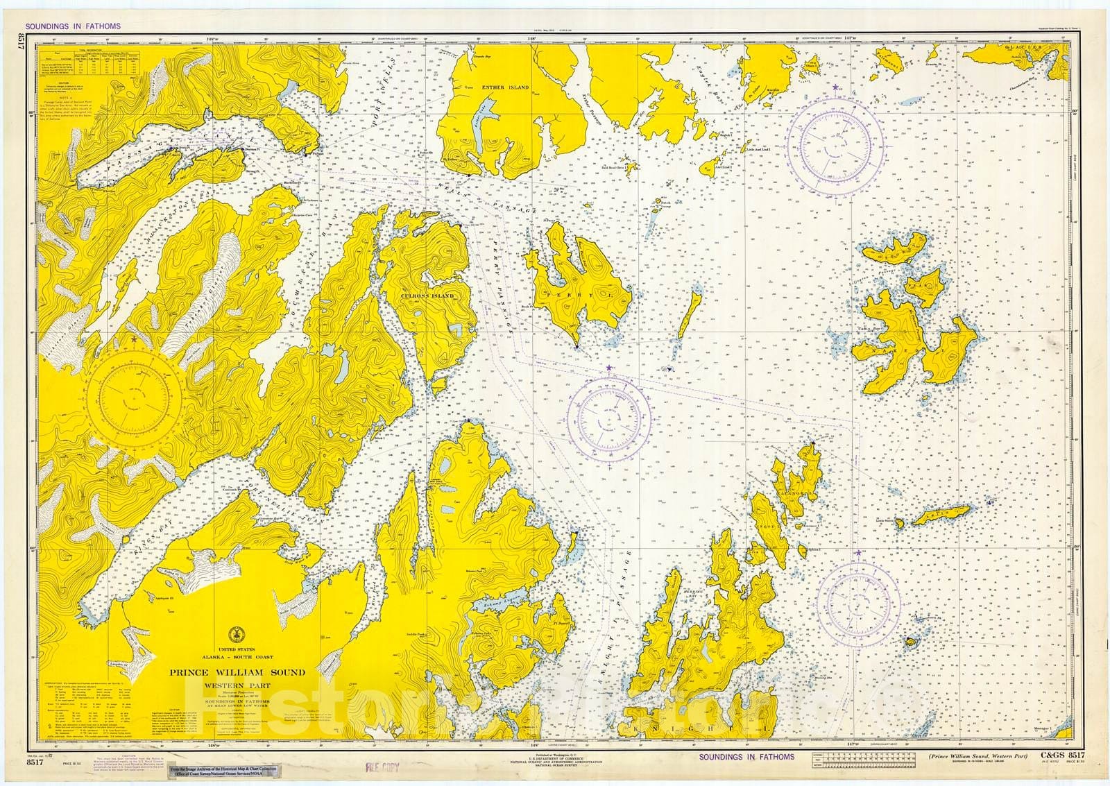 Historic Nautical Map - Prince William Sound, Western Part, 1972 NOAA Chart - Alaska (AK) - Vintage Wall Art