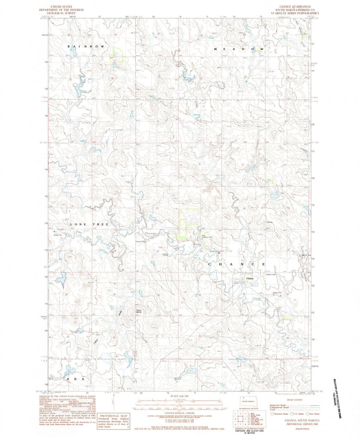 1983 Chance, SD - South Dakota - USGS Topographic Map