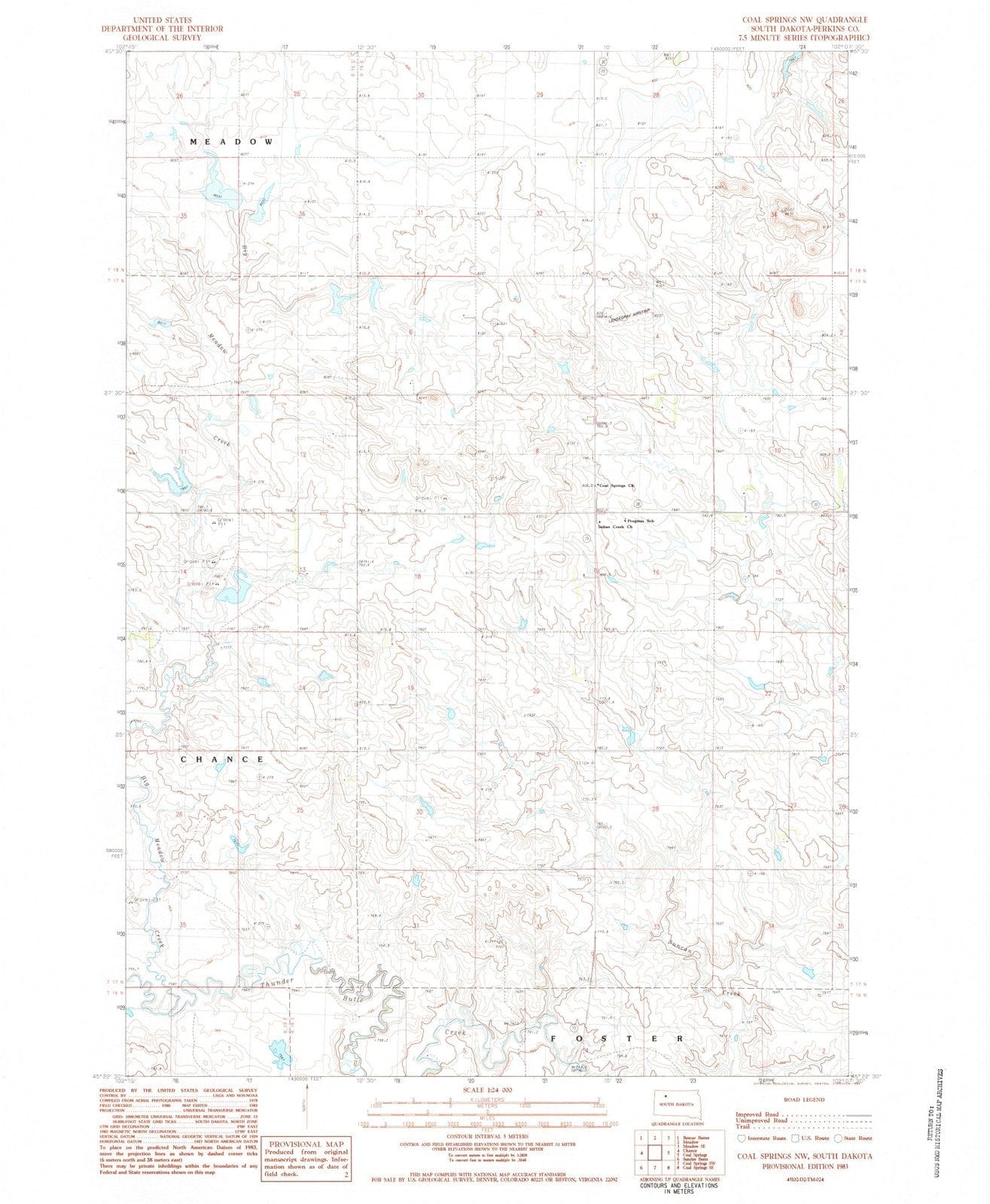 1983 Coal Springs, SD - South Dakota - USGS Topographic Map
