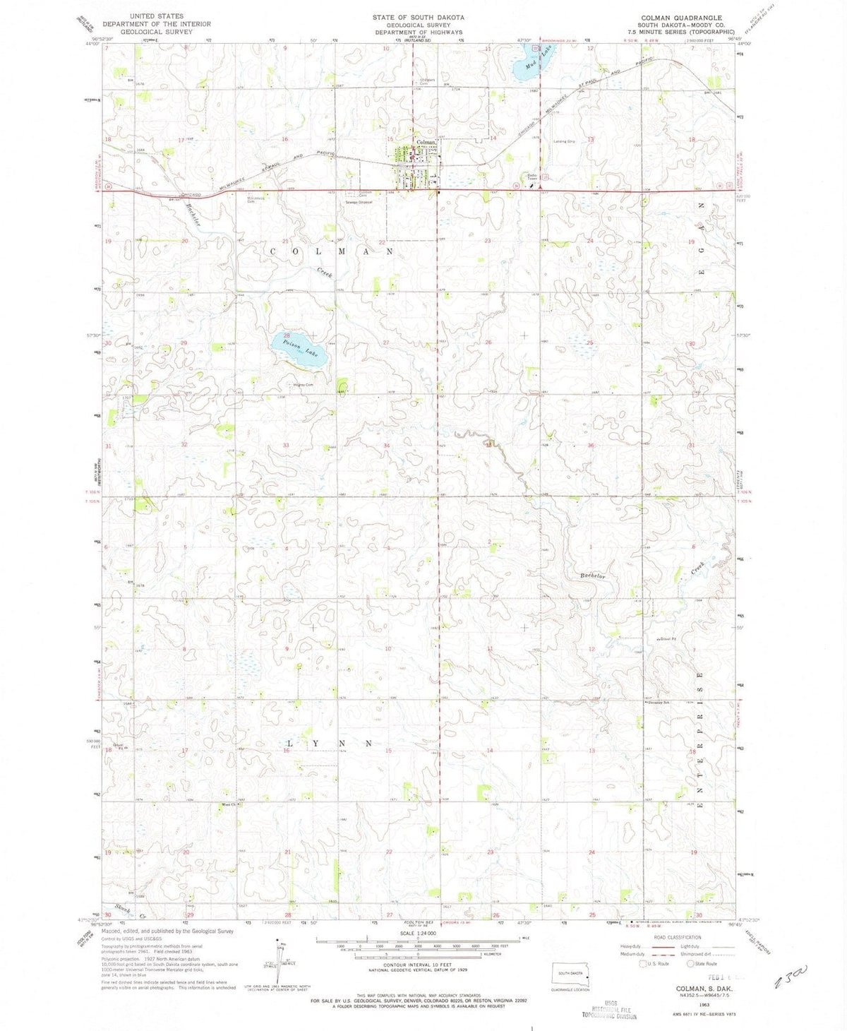 1963 Colman, SD - South Dakota - USGS Topographic Map