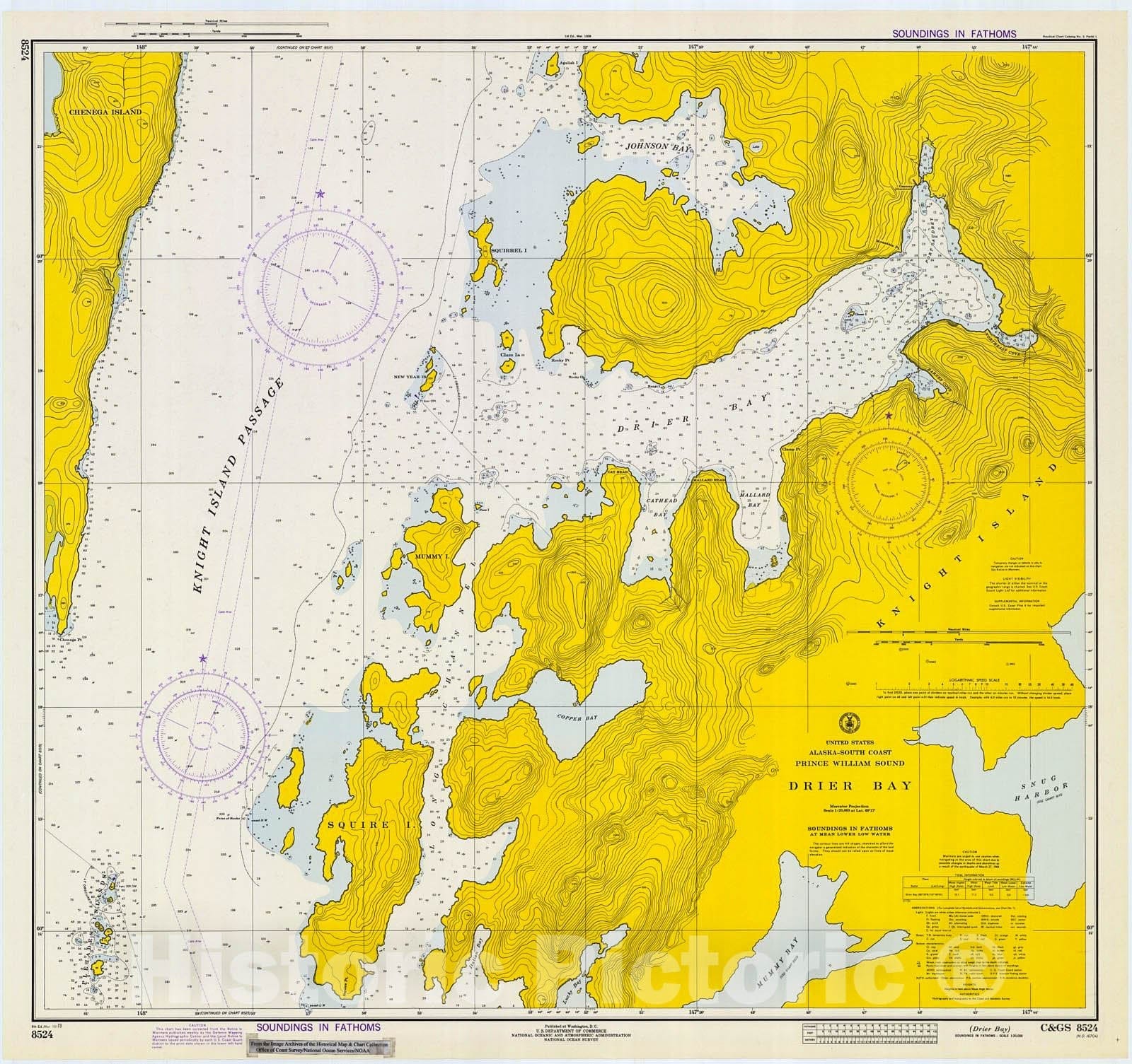 Historic Nautical Map - Drier Bay, 1973 NOAA Chart - Alaska (AK) - Vintage Wall Art
