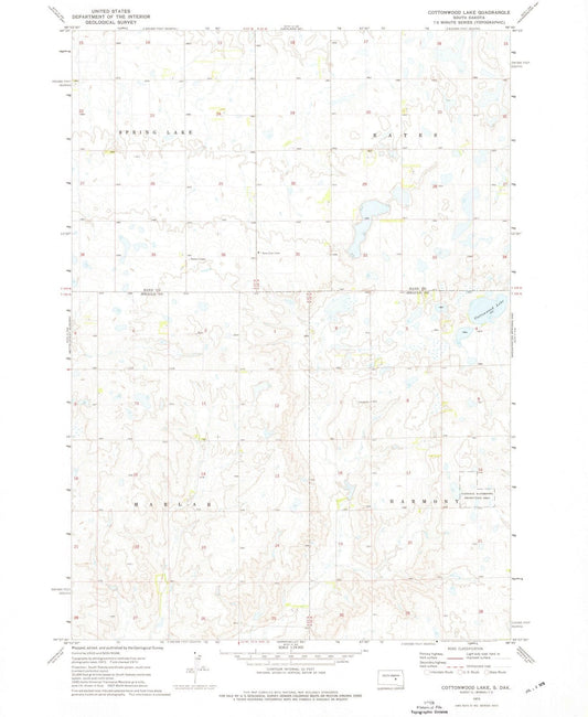 1973 Cottonwood Lake, SD - South Dakota - USGS Topographic Map