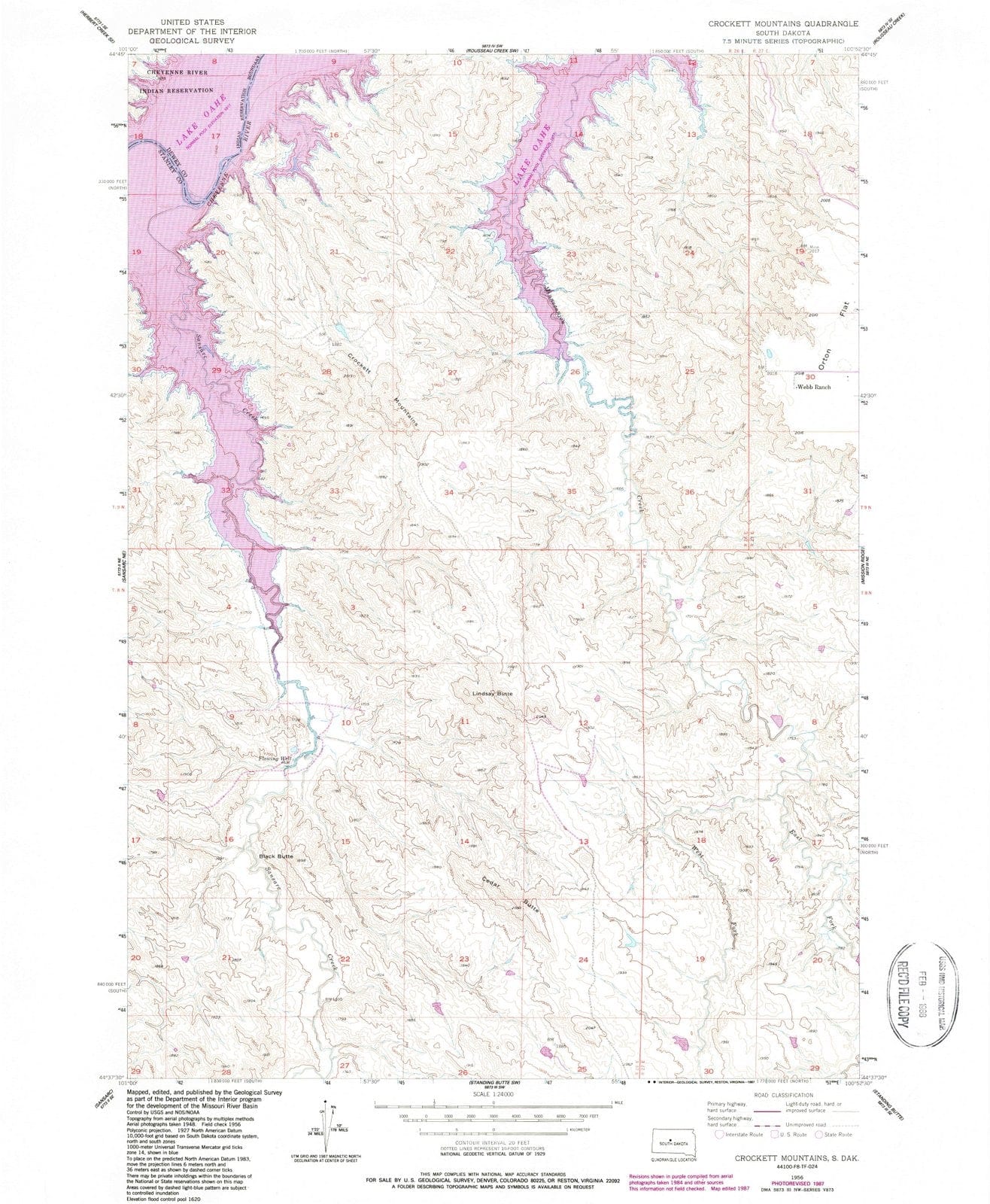 1956 Crockett Mountains, SD - South Dakota - USGS Topographic Map
