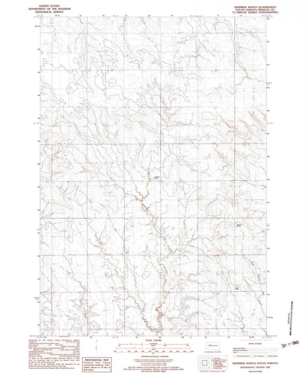1982 Diermier Ranch, SD - South Dakota - USGS Topographic Map