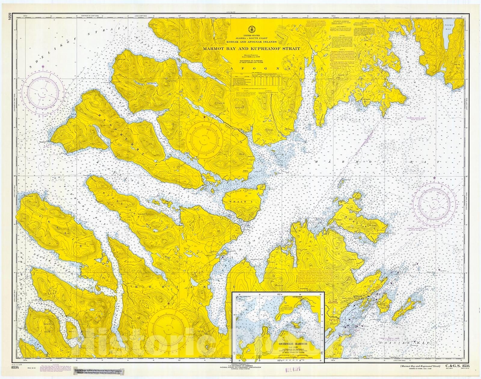 Historic Nautical Map - Marmot Bay And Kupreanof Strait, 1971 NOAA Chart - Alaska (AK) - Vintage Wall Art