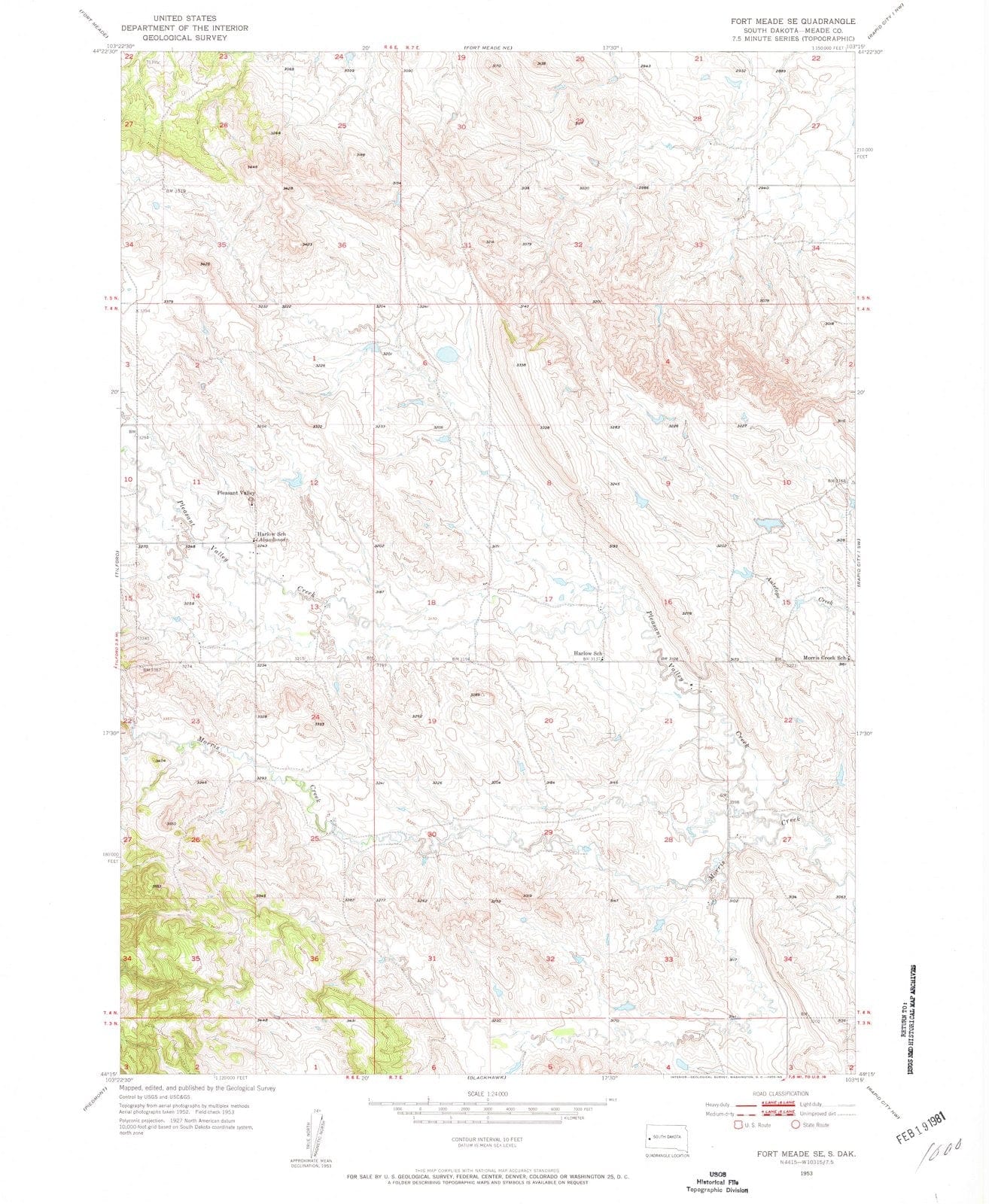 1953 Fort Meade, SD - South Dakota - USGS Topographic Map