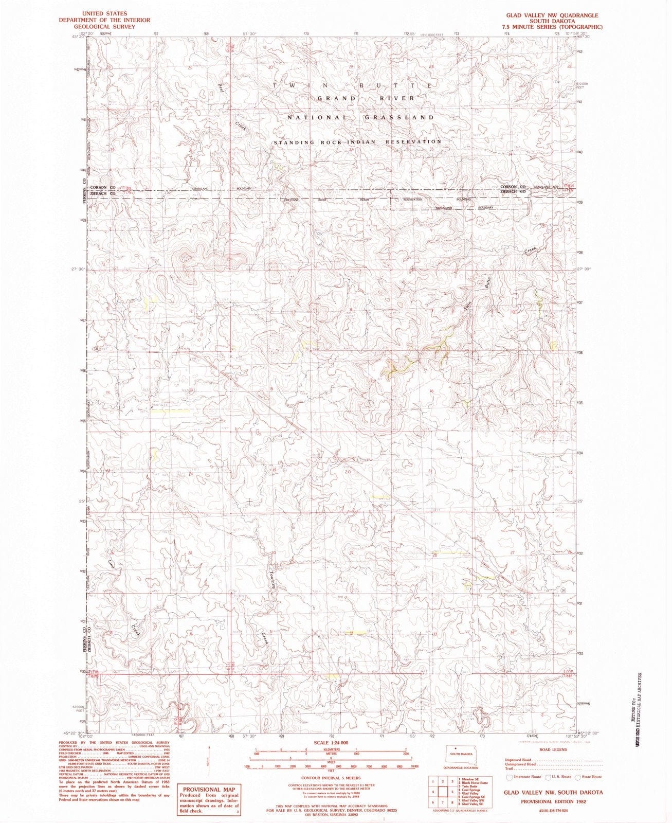 1982 Glad Valley, SD - South Dakota - USGS Topographic Map