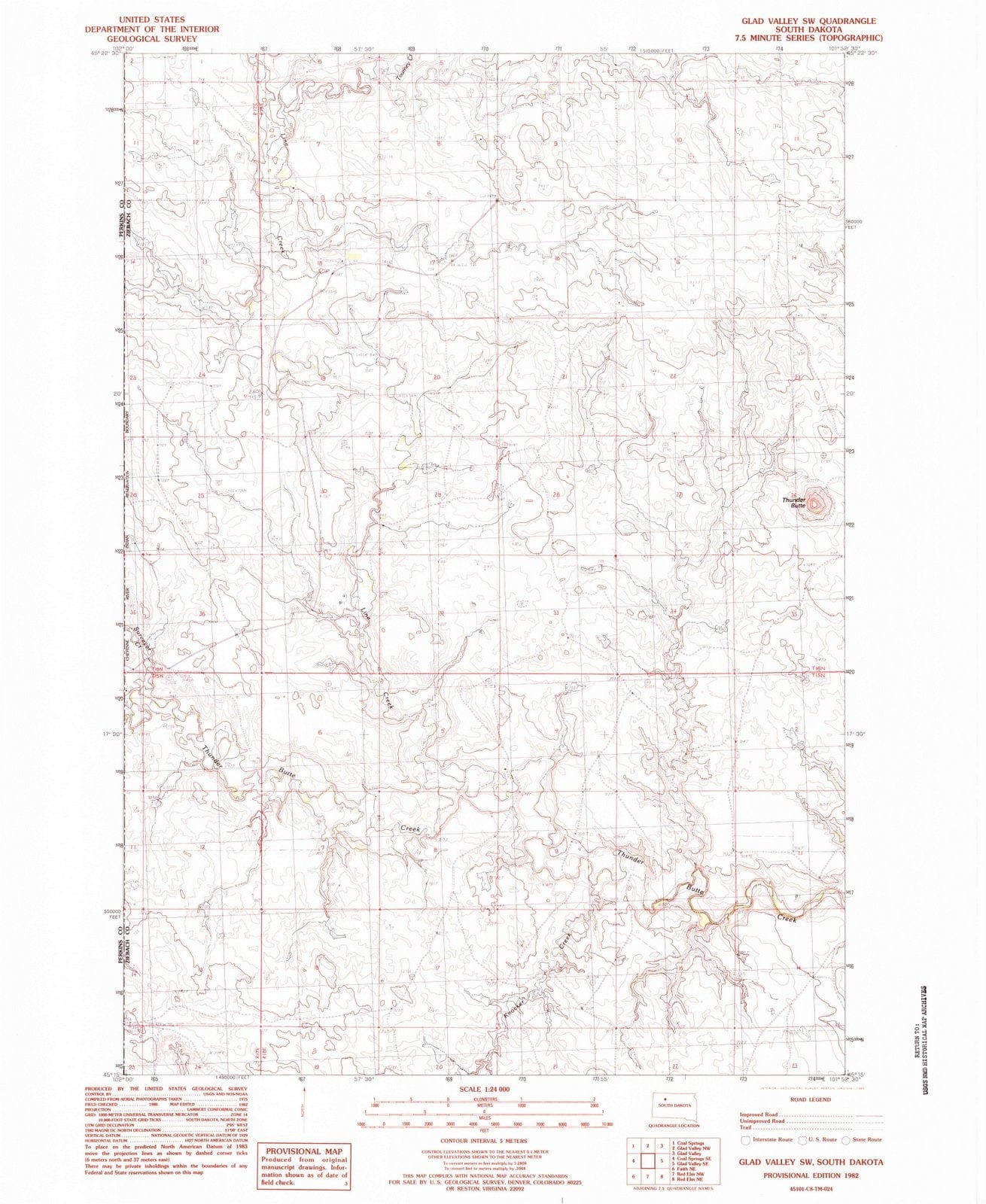 1982 Glad Valley, SD - South Dakota - USGS Topographic Map