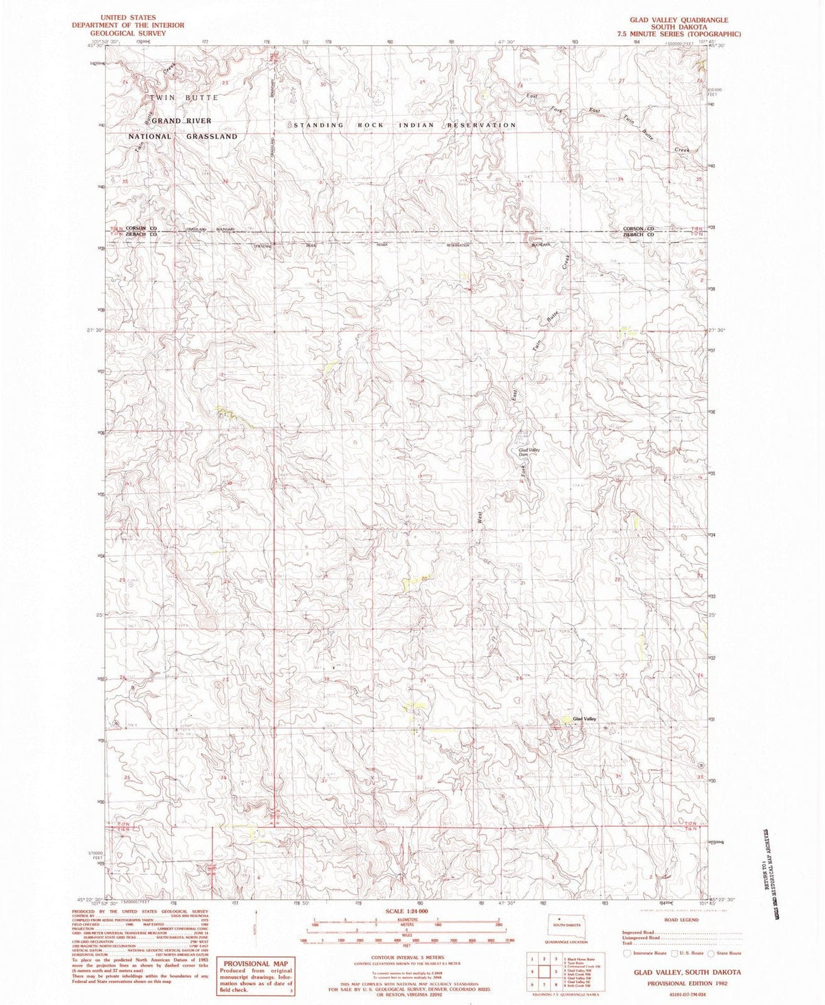 1982 Glad Valley, SD - South Dakota - USGS Topographic Map