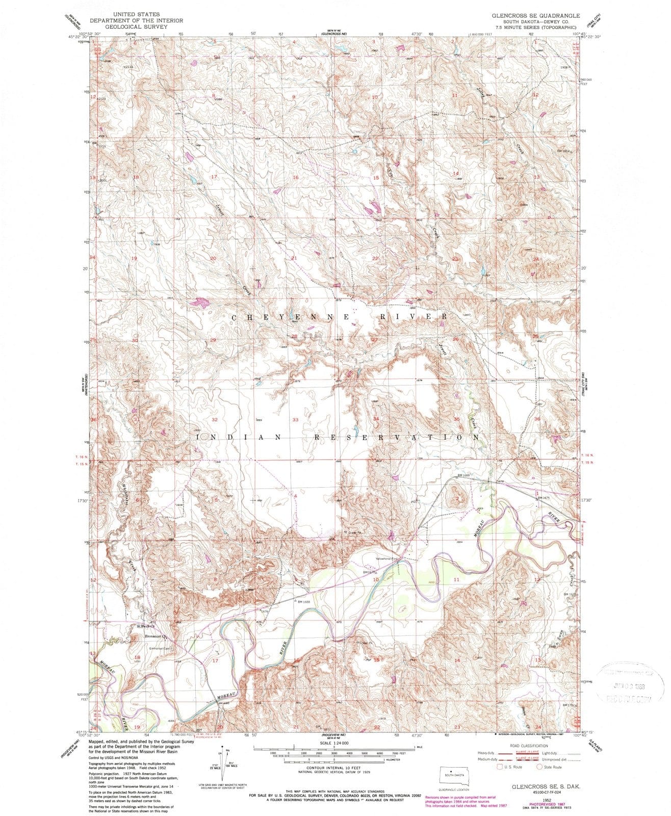 1952 Glencross, SD - South Dakota - USGS Topographic Map