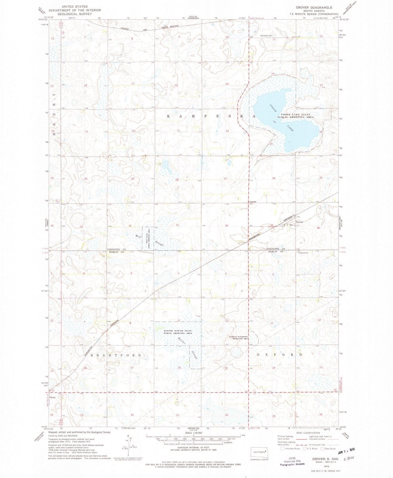 1973 Grover, SD - South Dakota - USGS Topographic Map