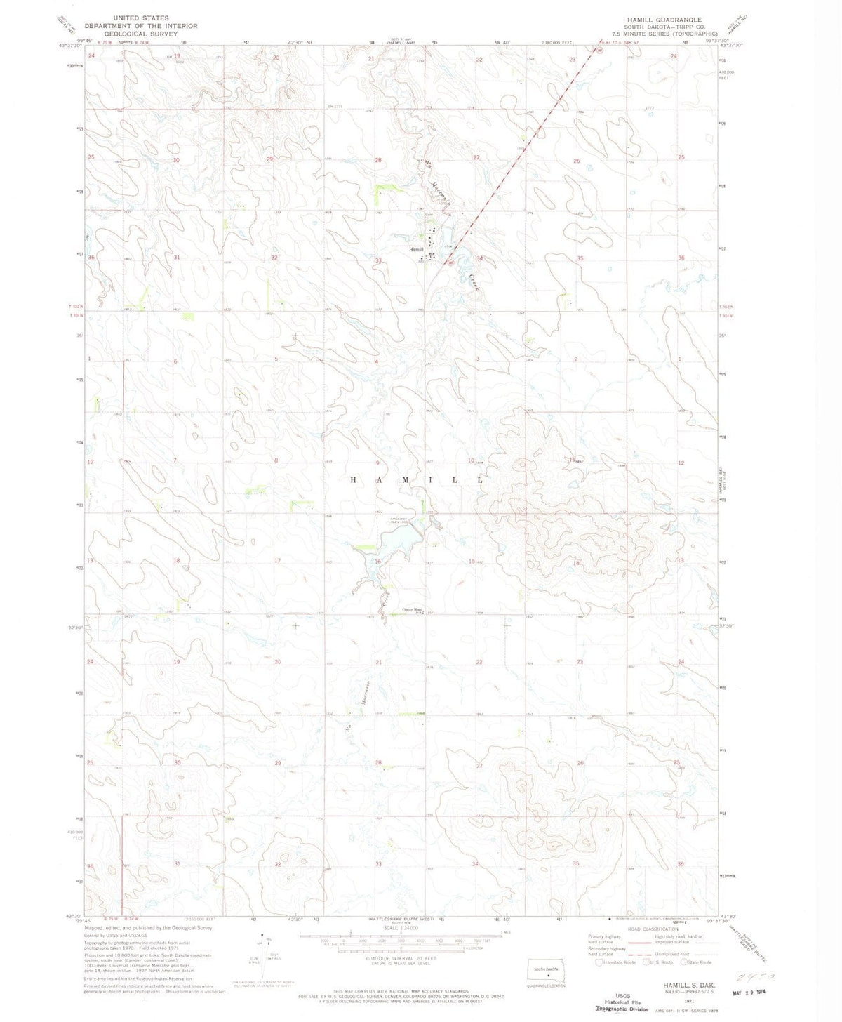 1971 Hamill, SD - South Dakota - USGS Topographic Map