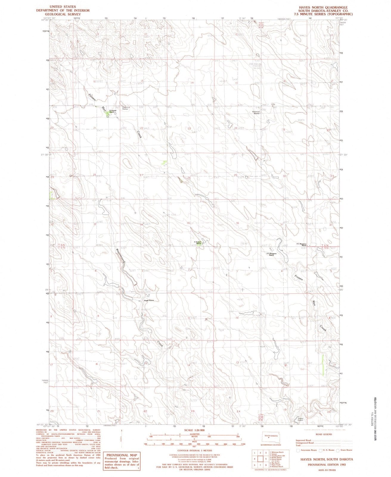 1983 Hayes North, SD - South Dakota - USGS Topographic Map
