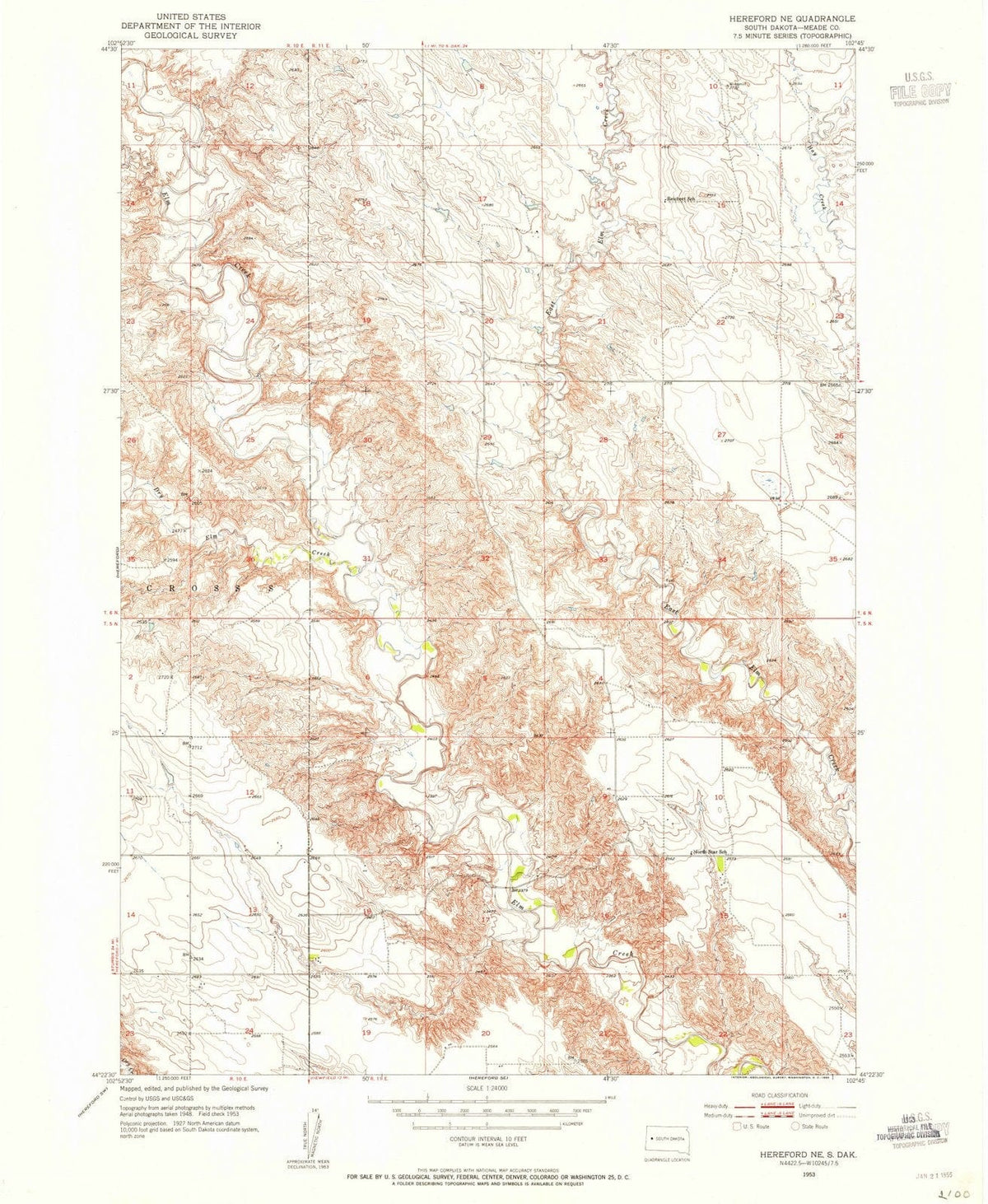 1953 Hereford, SD - South Dakota - USGS Topographic Map