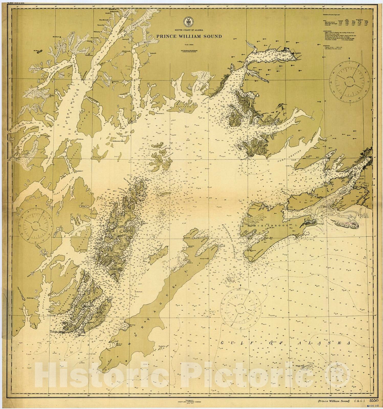 Historic Nautical Map - Prince William Sound, 1912 NOAA Chart - Alaska (AK) - Vintage Wall Art