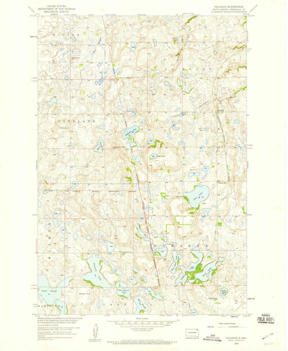 1958 Hillhead, SD - South Dakota - USGS Topographic Map