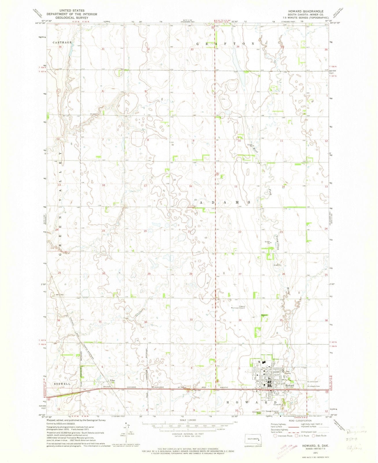 1971 Howard, SD - South Dakota - USGS Topographic Map