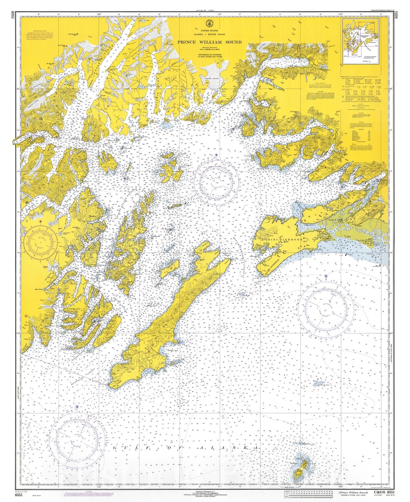 Prince William Sound, 1971 Nautical Chart Print