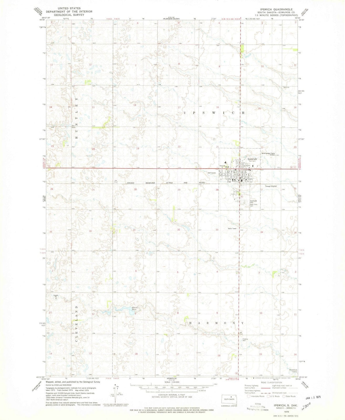 1978 Ipswich, SD - South Dakota - USGS Topographic Map