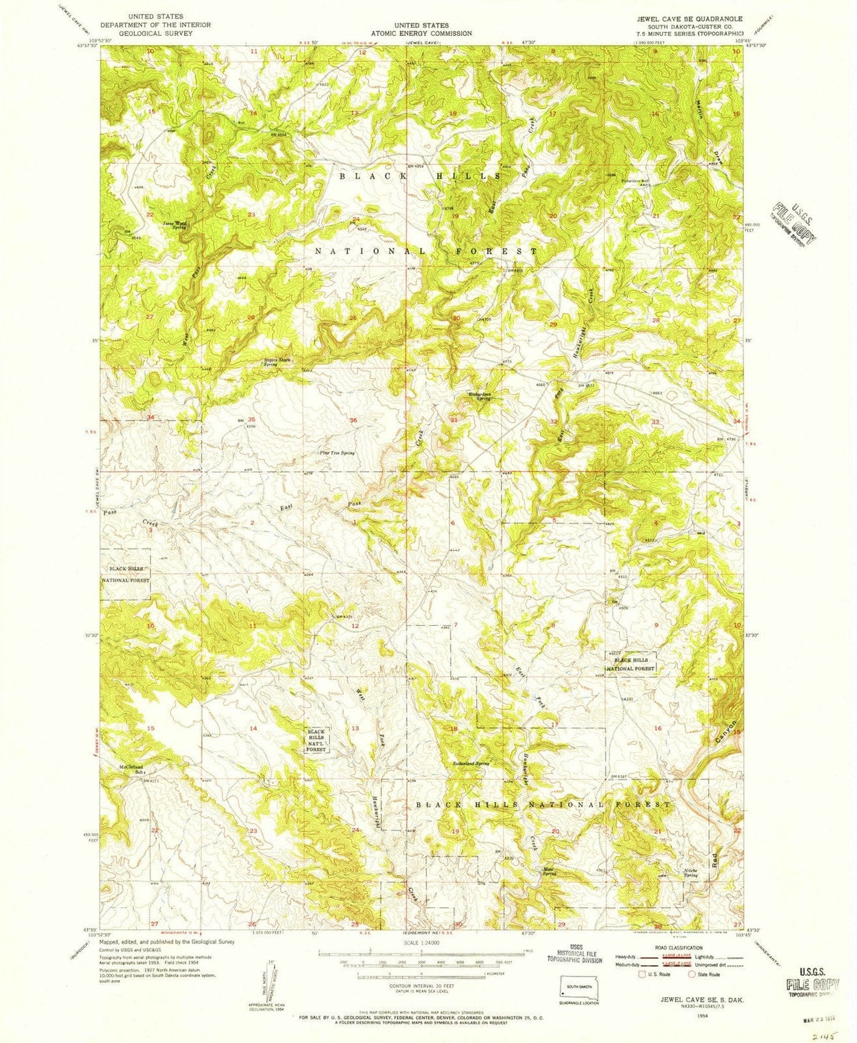 1954 Jewel Cave, SD - South Dakota - USGS Topographic Map