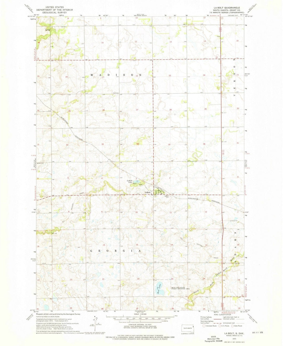 1973 LaBolt, SD - South Dakota - USGS Topographic Map