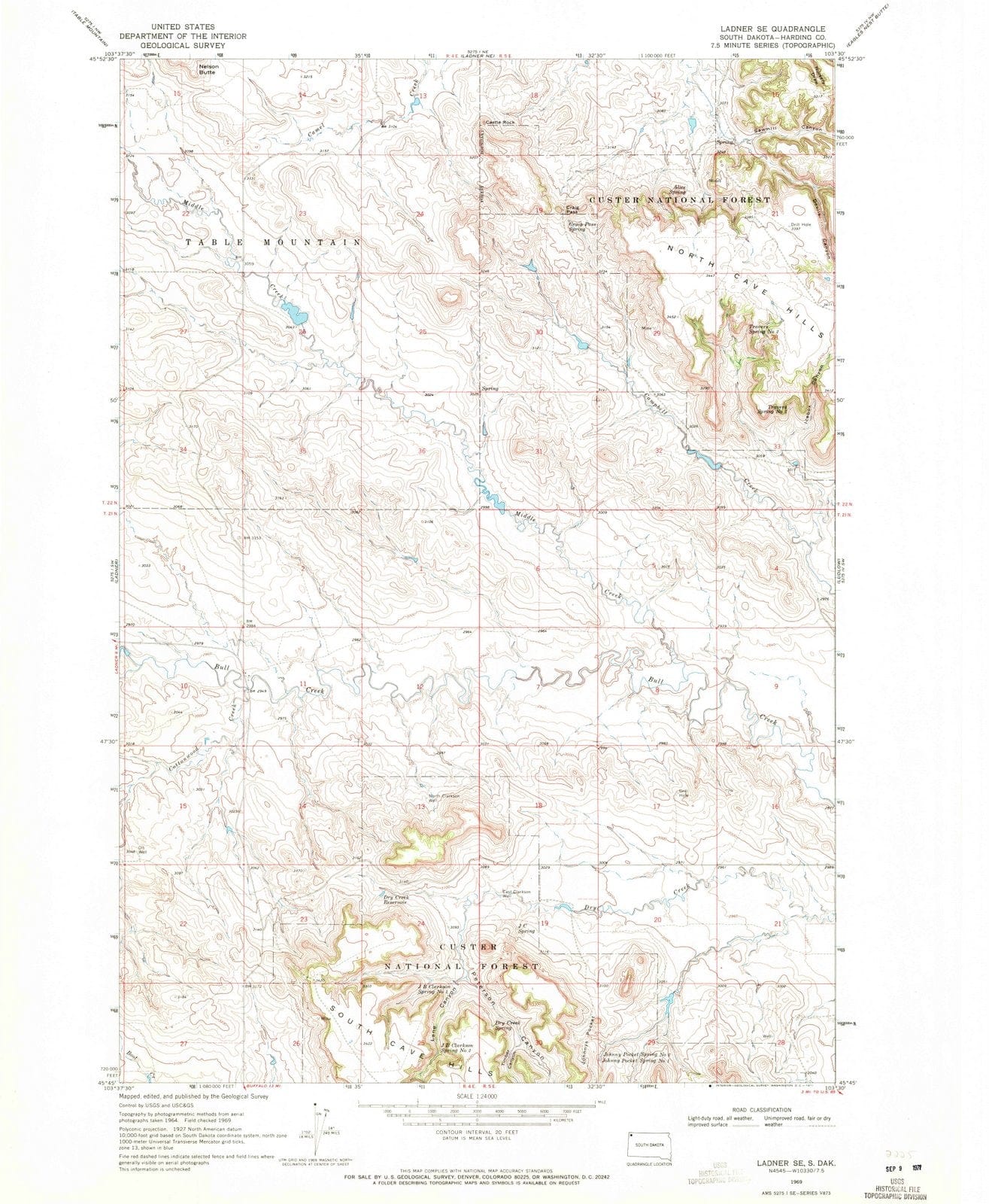 1969 Ladner, SD - South Dakota - USGS Topographic Map