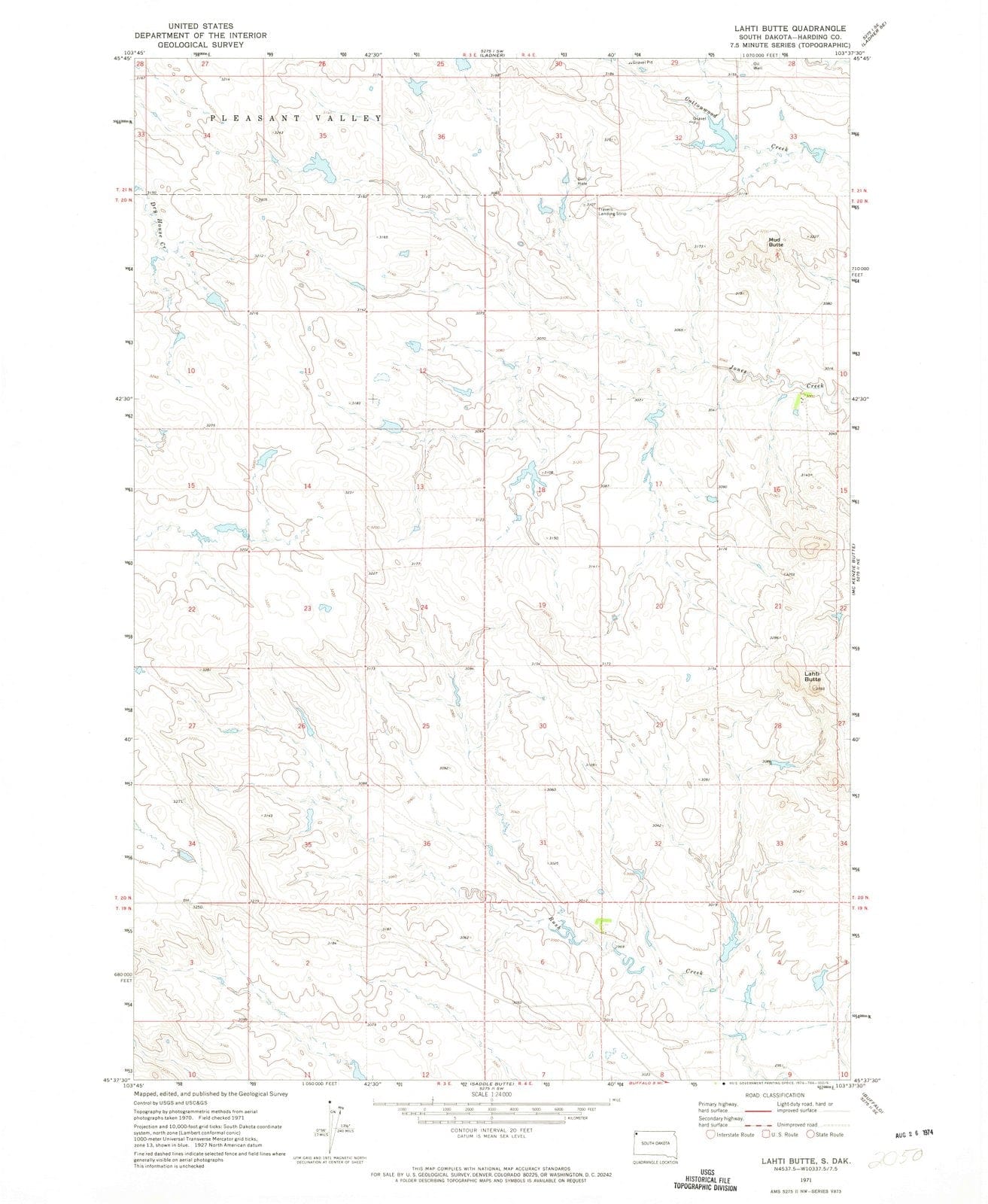 1971 Lahti Butte, SD - South Dakota - USGS Topographic Map