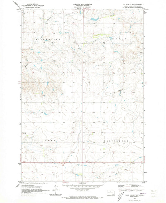 1970 Lake Hurley, SD - South Dakota - USGS Topographic Map
