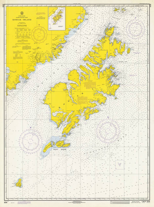 Historic Nautical Map - Kodiak Island, 1971 NOAA Chart - Alaska (AK) - Vintage Wall Art